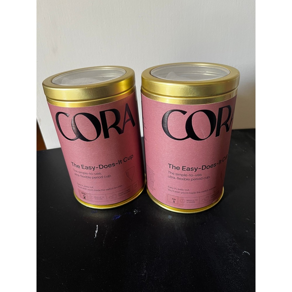 2 Cora The Easy-Does-It Menstrual Cups Size 1 & 2 Medical Grade Silicone NEW